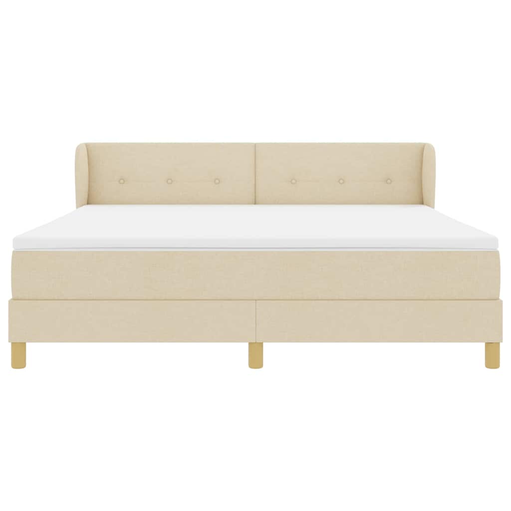Boxspringbed met matras met hoofdeinde Crème 180 x 200 cm Stof is nu te koop bij PeponiXL, paradijselijk wonen!