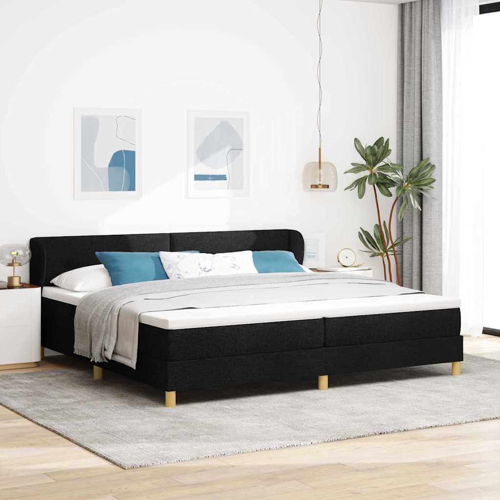 Boxspringbed met hoofdeinde Zwart 200 x 200 cm Stof