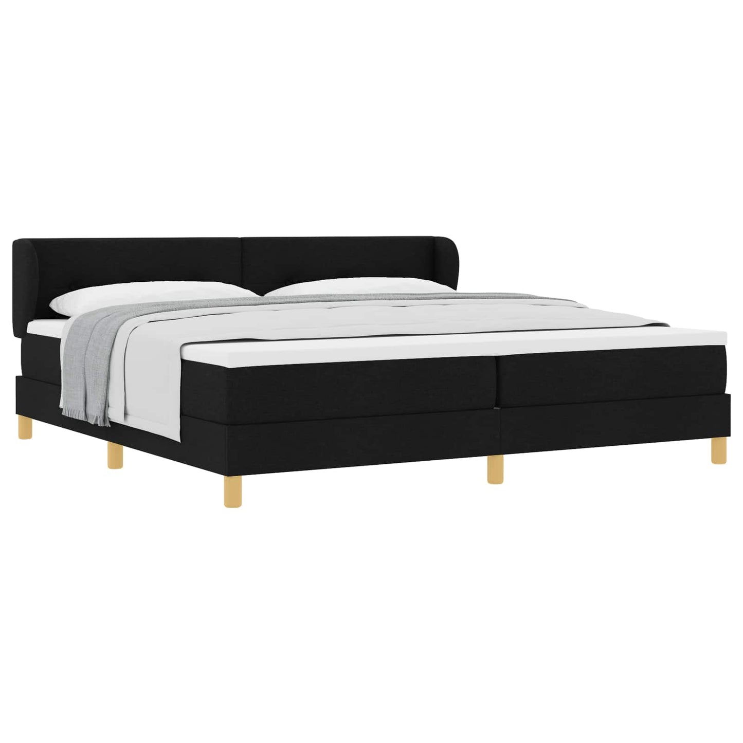 Boxspringbed met hoofdeinde Zwart 200 x 200 cm Stof