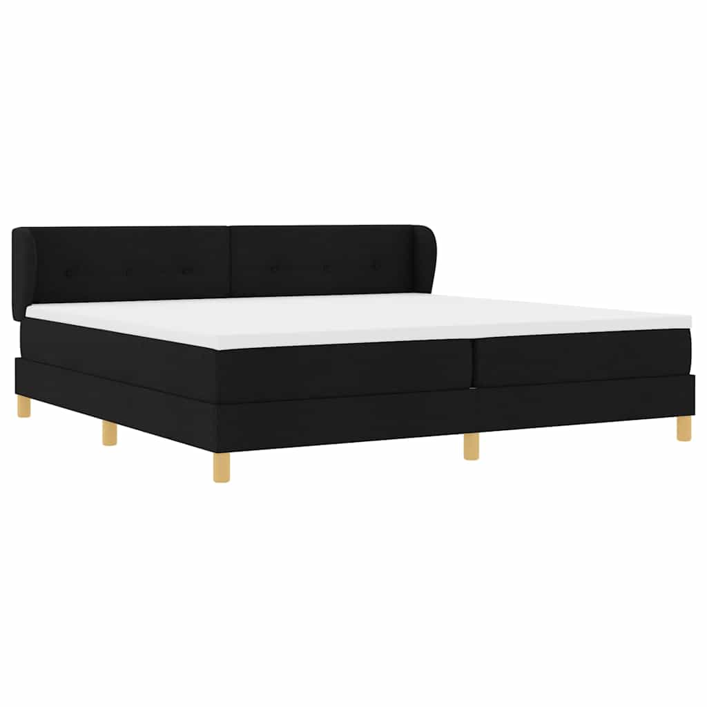 Boxspringbed met hoofdeinde Zwart 200 x 200 cm Stof