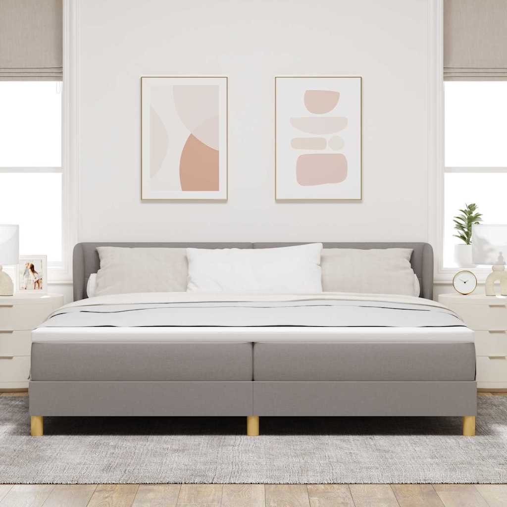 Boxspringbed met matras met hoofdeinde Taupe 200 x 200 cm Stof is nu te koop bij PeponiXL, paradijselijk wonen!