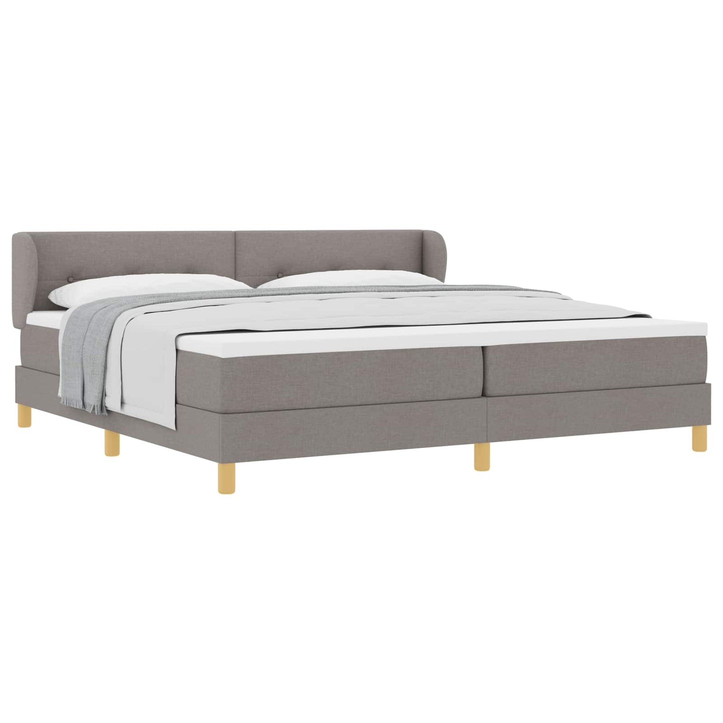 Boxspringbed met matras met hoofdeinde Taupe 200 x 200 cm Stof is nu te koop bij PeponiXL, paradijselijk wonen!