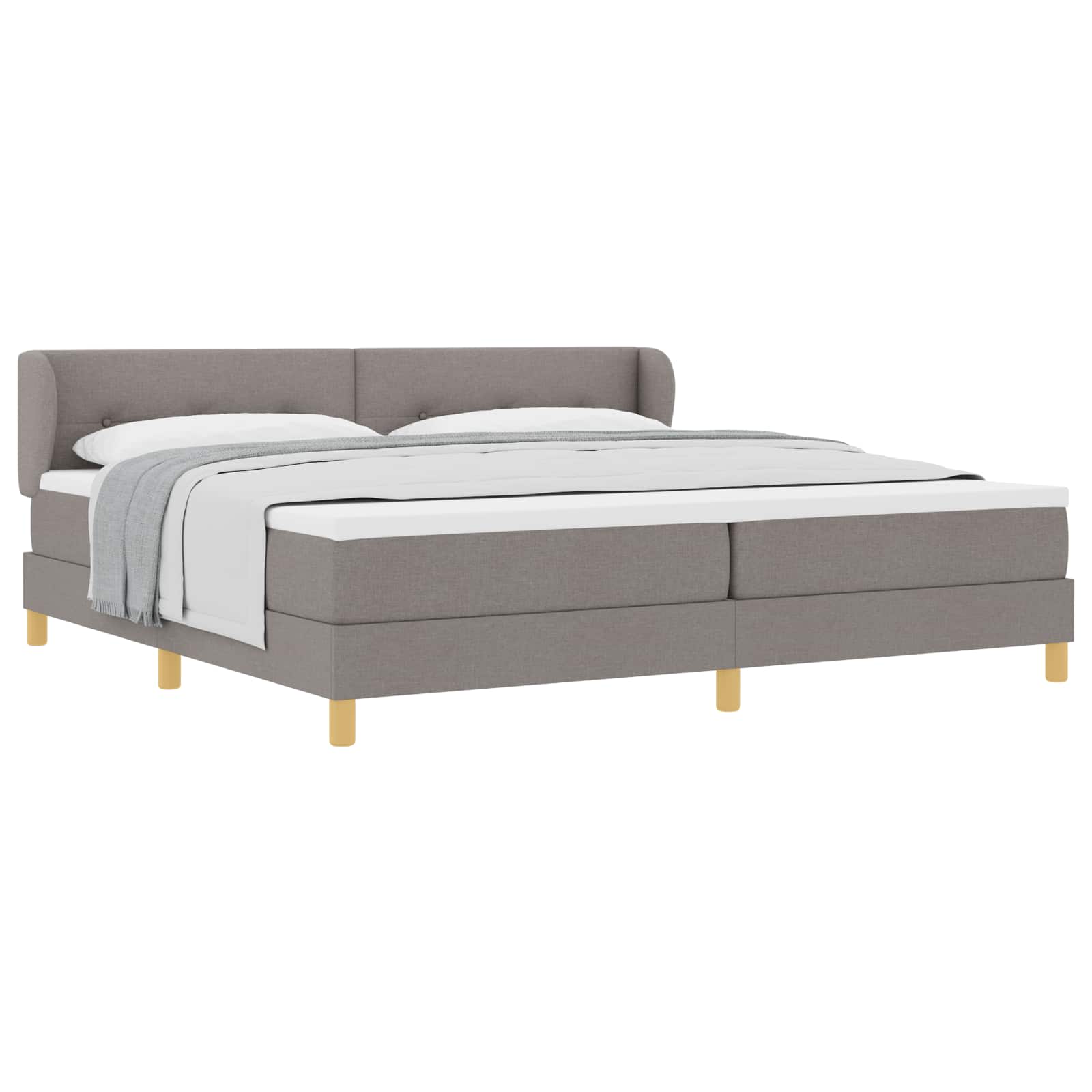 Boxspringbed met matras met hoofdeinde Taupe 200 x 200 cm Stof is nu te koop bij PeponiXL, paradijselijk wonen!