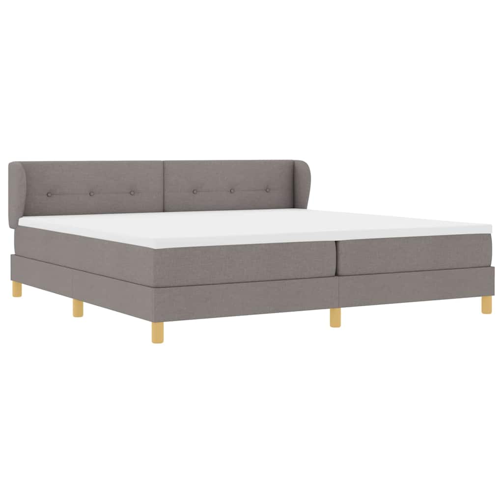 Boxspringbed met matras met hoofdeinde Taupe 200 x 200 cm Stof is nu te koop bij PeponiXL, paradijselijk wonen!