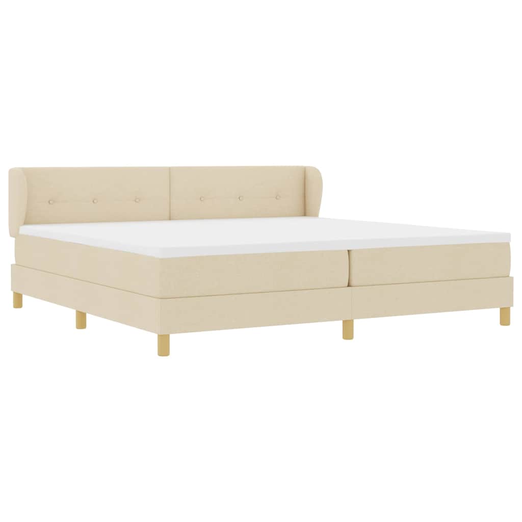 Boxspringbed met matras met hoofdeinde Crème 200 x 200 cm Stof is nu te koop bij PeponiXL, paradijselijk wonen!