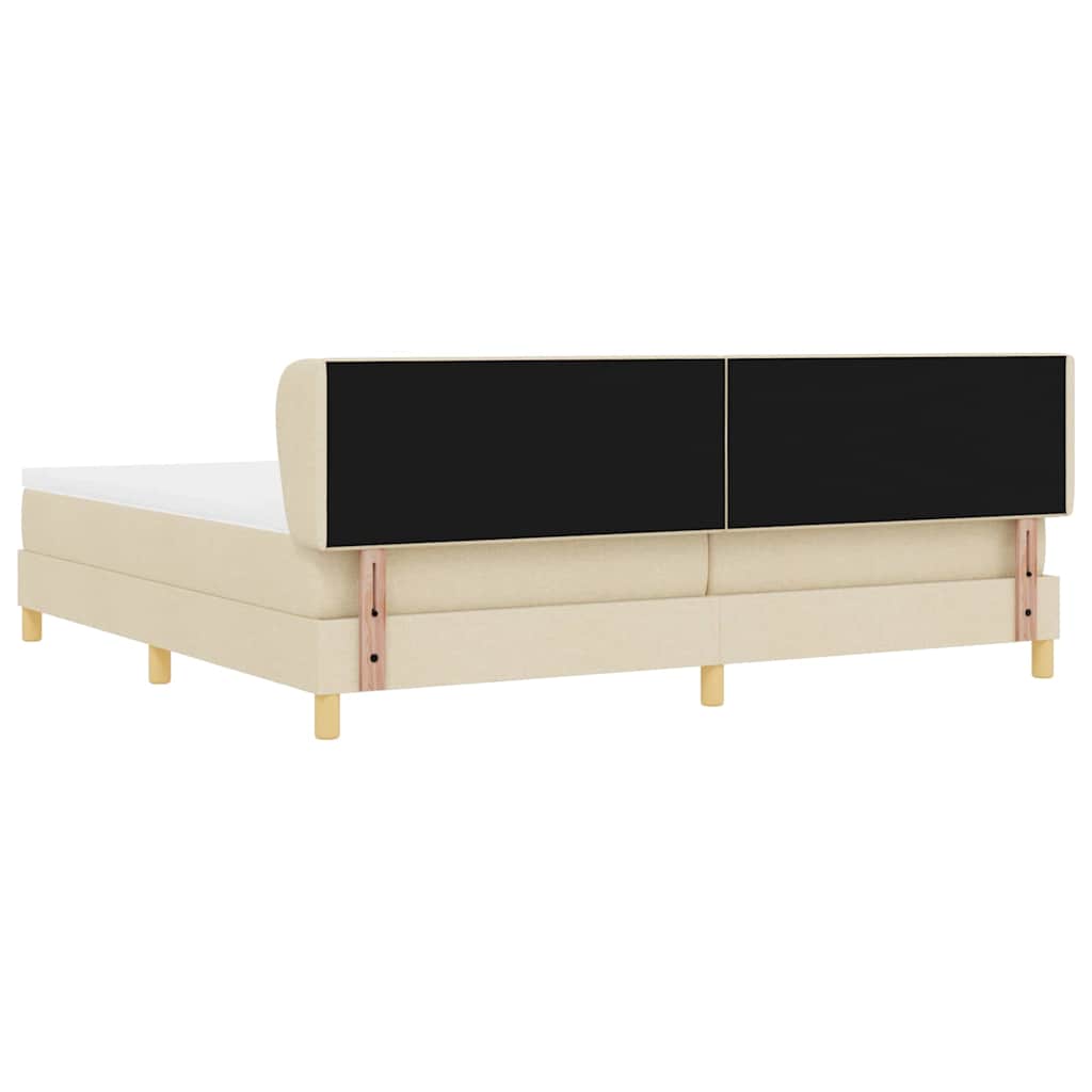 Boxspringbed met matras met hoofdeinde Crème 200 x 200 cm Stof is nu te koop bij PeponiXL, paradijselijk wonen!