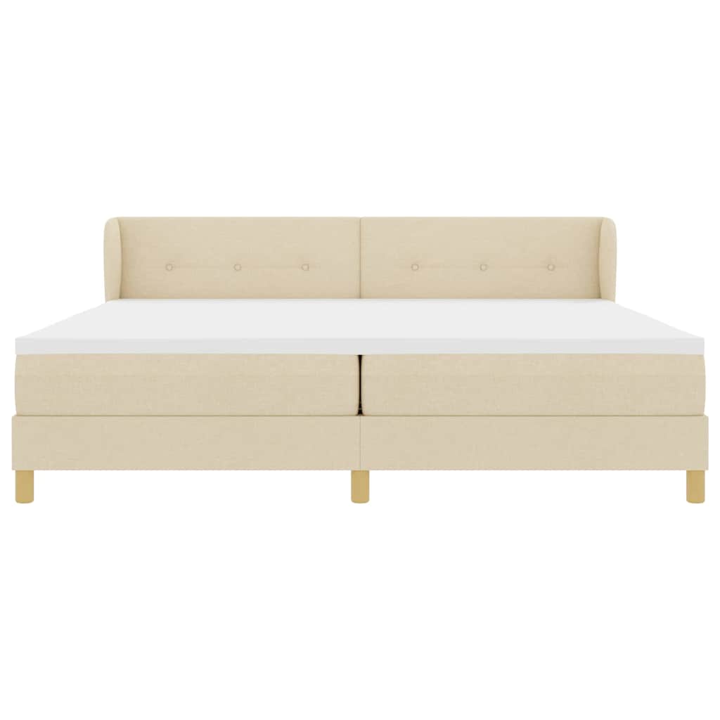 Boxspringbed met matras met hoofdeinde Crème 200 x 200 cm Stof is nu te koop bij PeponiXL, paradijselijk wonen!