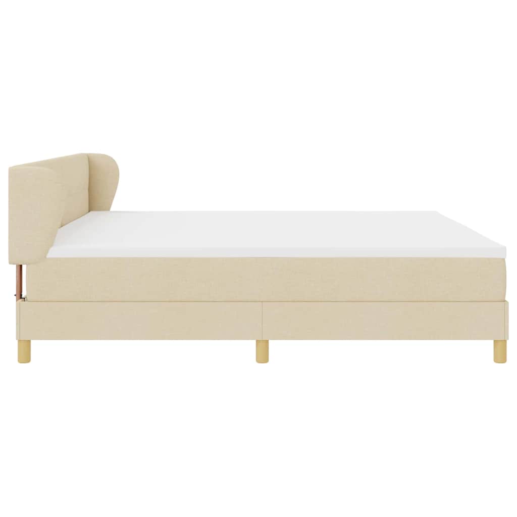 Boxspringbed met matras met hoofdeinde Crème 200 x 200 cm Stof is nu te koop bij PeponiXL, paradijselijk wonen!