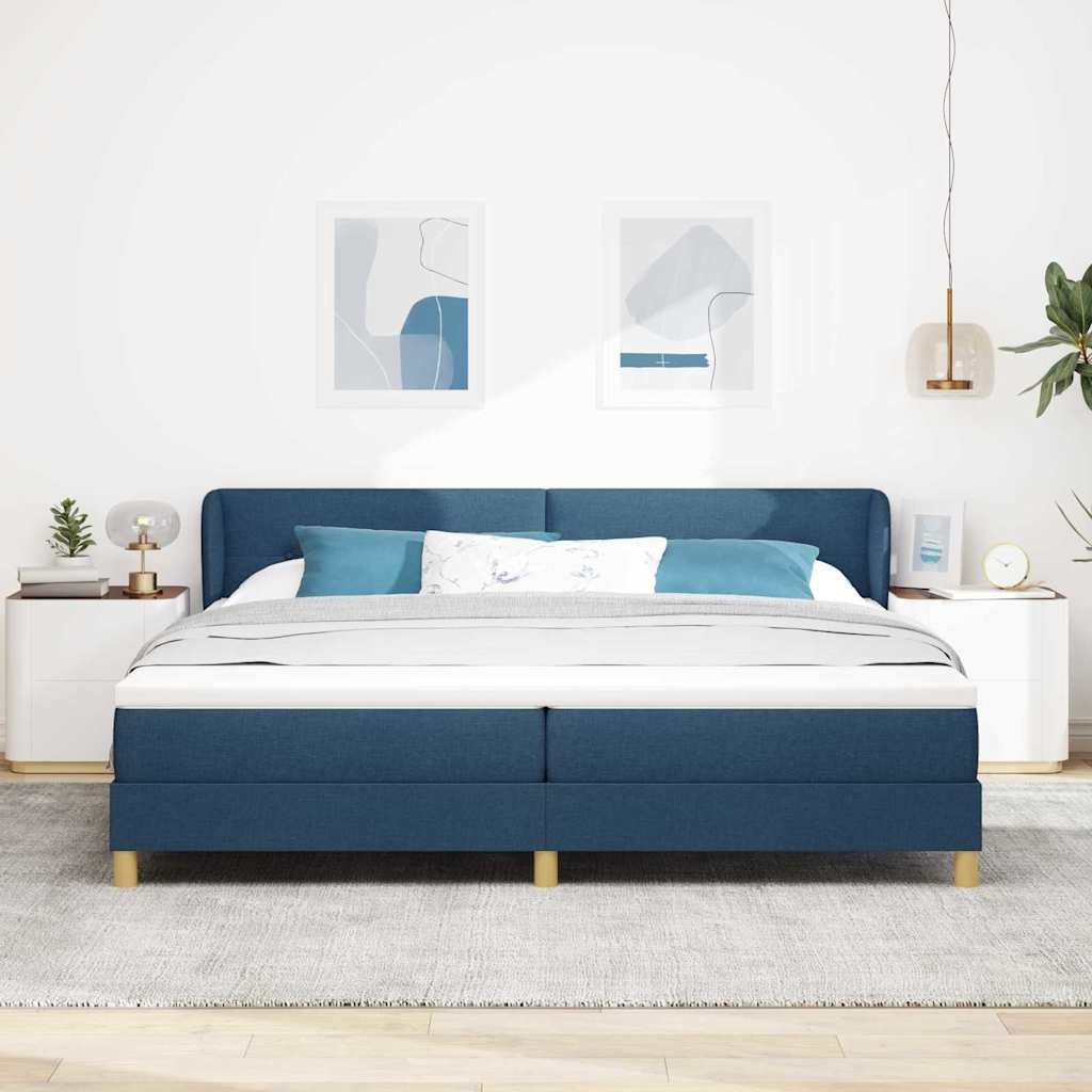 Boxspringbed met matras met hoofdeinde Blauw 200 x 200 cm Stof is nu te koop bij PeponiXL, paradijselijk wonen!