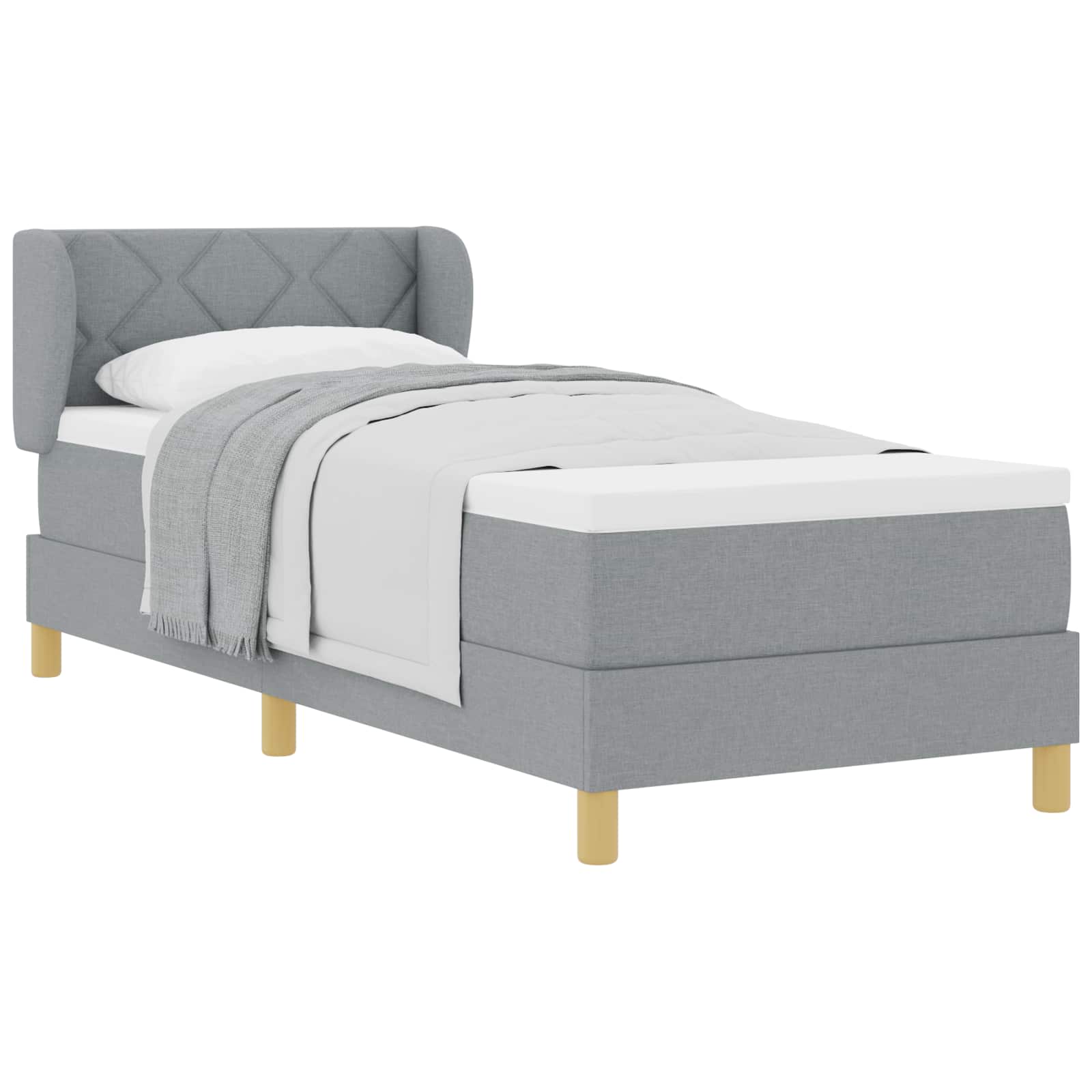Boxspringbed met matras Lichtgrijs 80 x 200 cm Stof is nu te koop bij PeponiXL, paradijselijk wonen!
