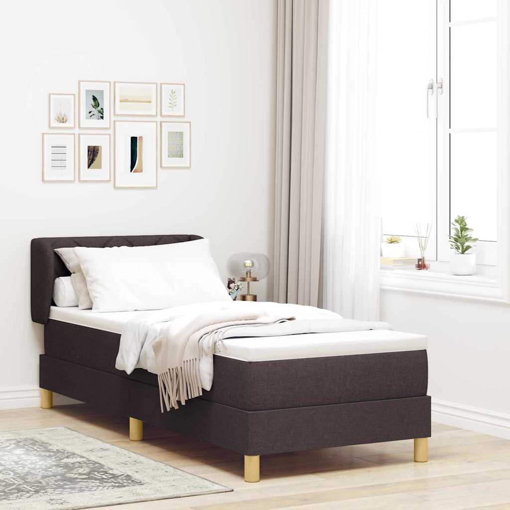 Boxspringbed met hoofdeinde Donkerbruin 80 x 200 cm Stof is nu te koop bij PeponiXL, paradijselijk wonen!