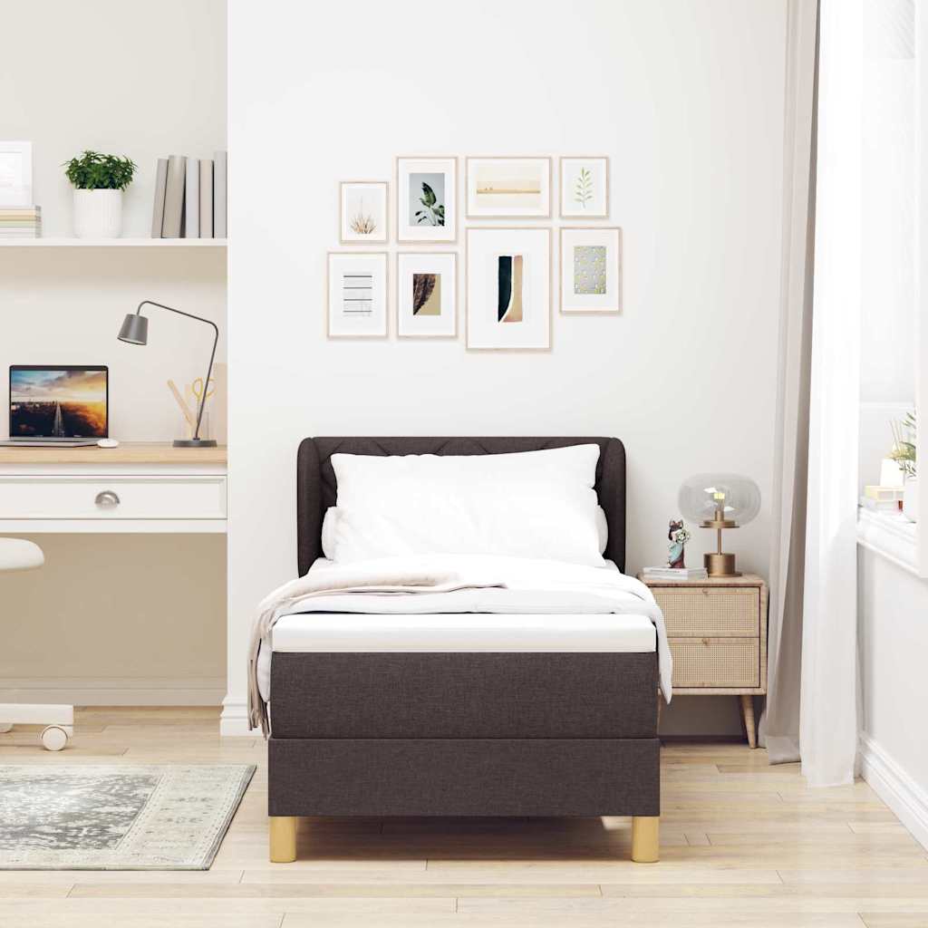 Boxspringbed met hoofdeinde Donkerbruin 80 x 200 cm Stof is nu te koop bij PeponiXL, paradijselijk wonen!