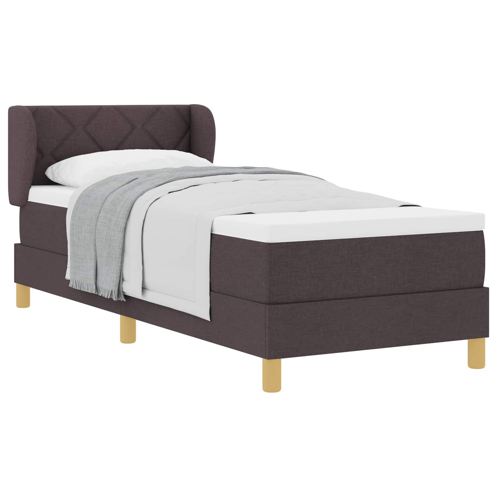 Boxspringbed met hoofdeinde Donkerbruin 80 x 200 cm Stof is nu te koop bij PeponiXL, paradijselijk wonen!