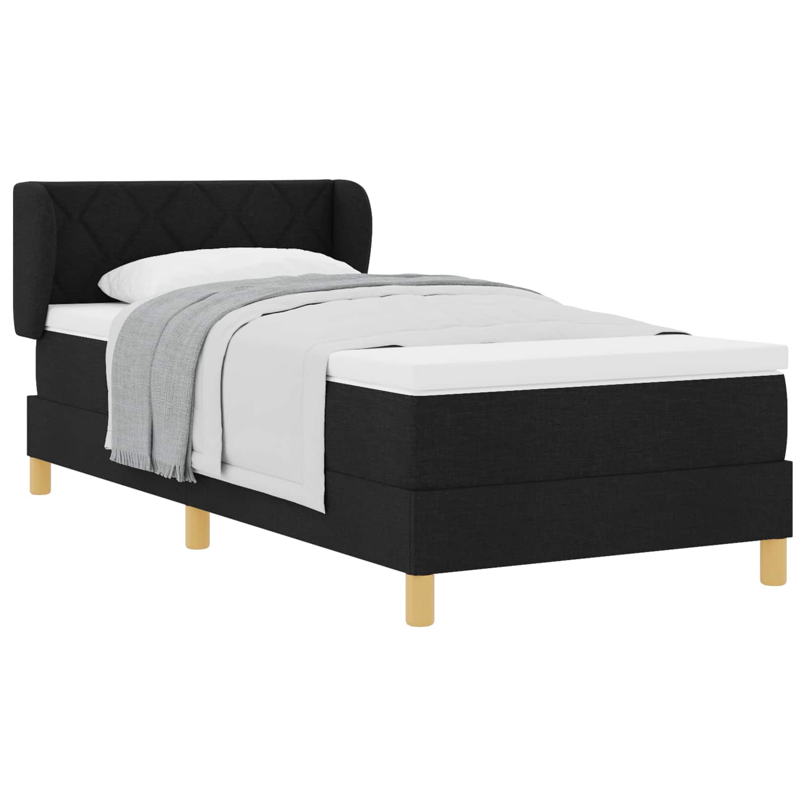 Boxspringbed met matras met hoofdeinde Zwart 90 x 190 cm Stof is nu te koop bij PeponiXL, paradijselijk wonen!