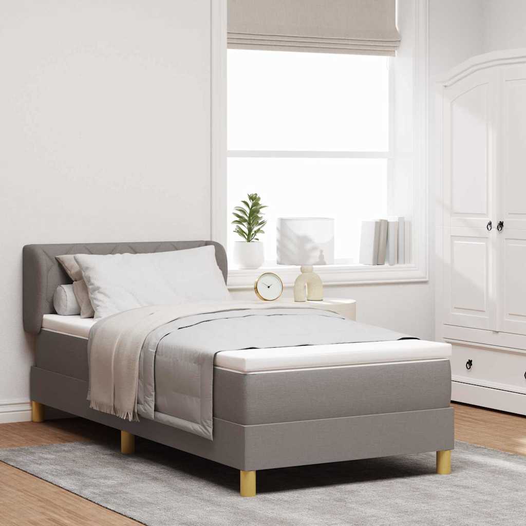 Boxspringbed met matras met hoofdeinde Taupe 90 x 190 cm Stof is nu te koop bij PeponiXL, paradijselijk wonen!