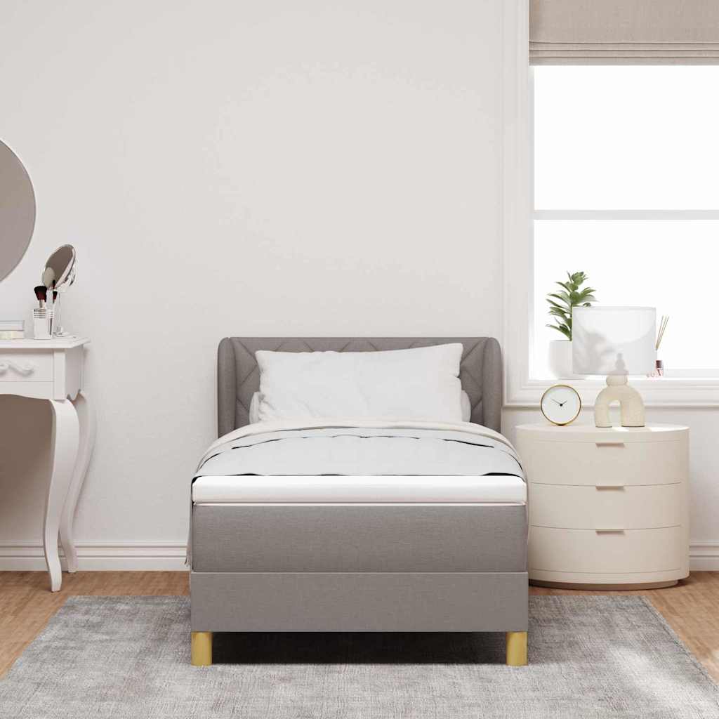 Boxspringbed met matras met hoofdeinde Taupe 90 x 190 cm Stof is nu te koop bij PeponiXL, paradijselijk wonen!