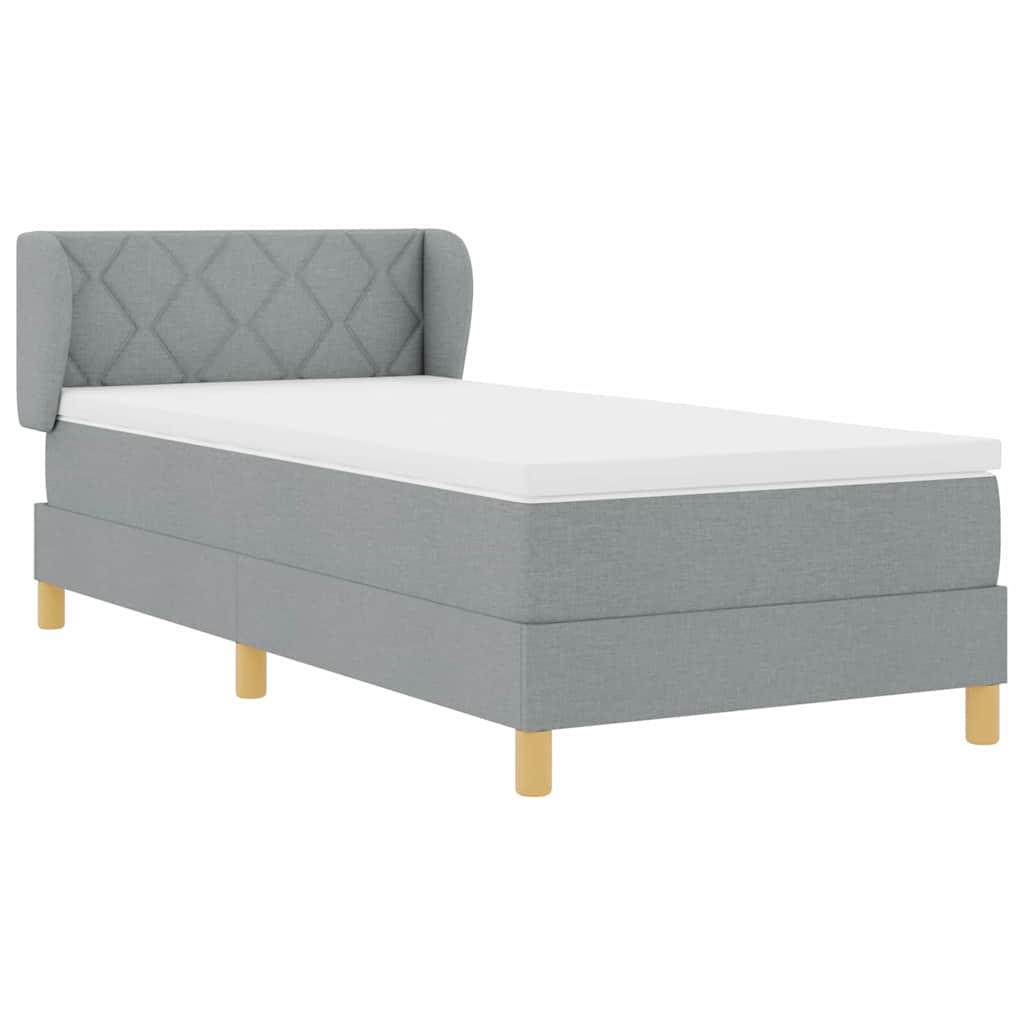 Boxspringbed met matras Lichtgrijs 90 x 200 cm Stof is nu te koop bij PeponiXL, paradijselijk wonen!