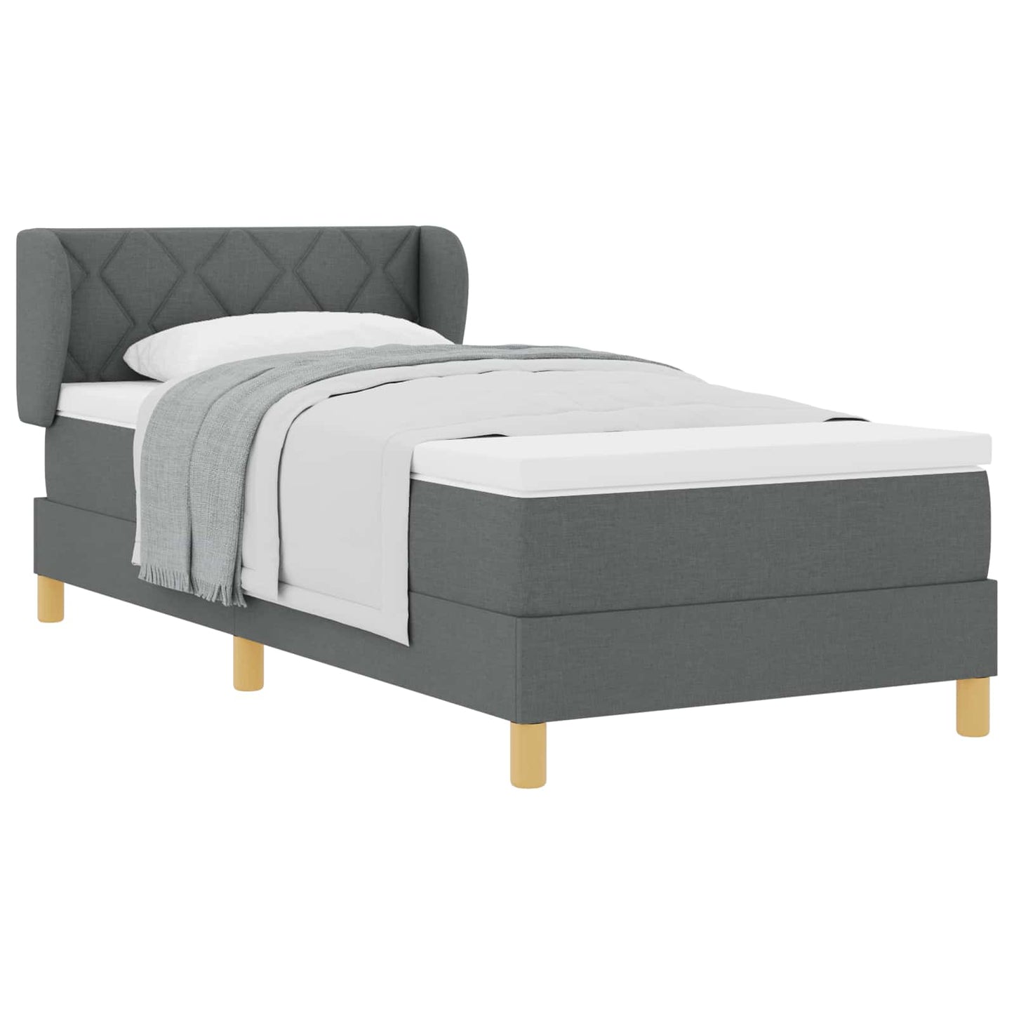 Boxspringbed met matras Donkergrijs 90 x 200 cm Stof is nu te koop bij PeponiXL, paradijselijk wonen!
