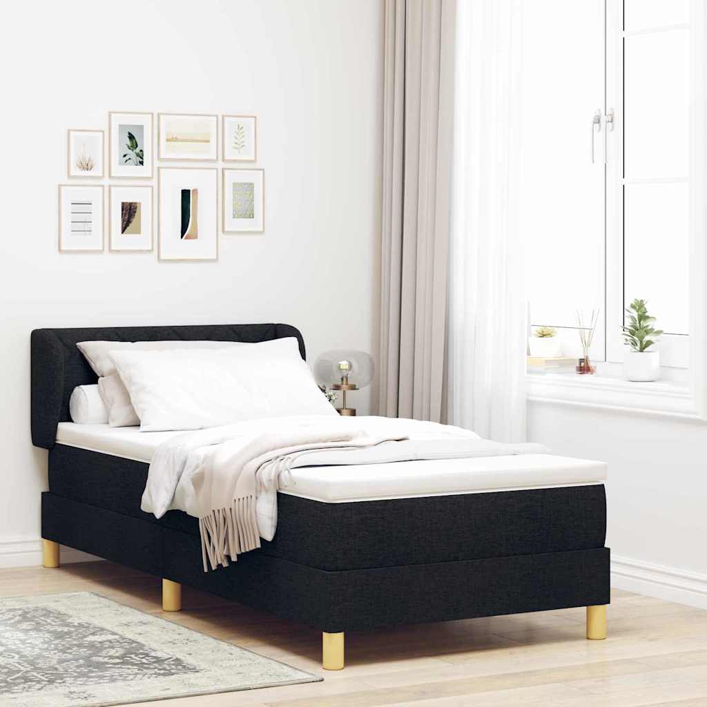 Boxspringbed met hoofdeinde Zwart 90 x 200 cm Stof is nu te koop bij PeponiXL, paradijselijk wonen!