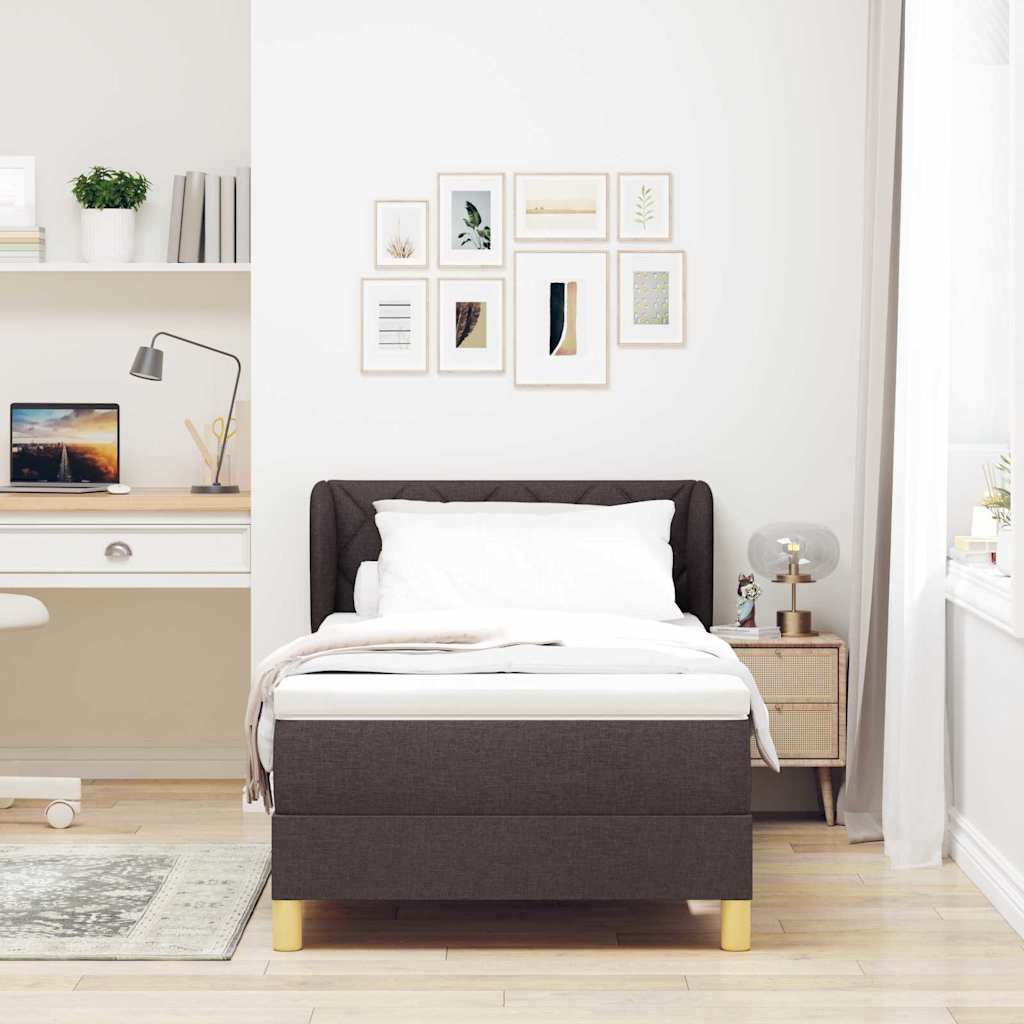 Boxspringbed met matras Donkerbruin 90 x 200 cm Stof is nu te koop bij PeponiXL, paradijselijk wonen!