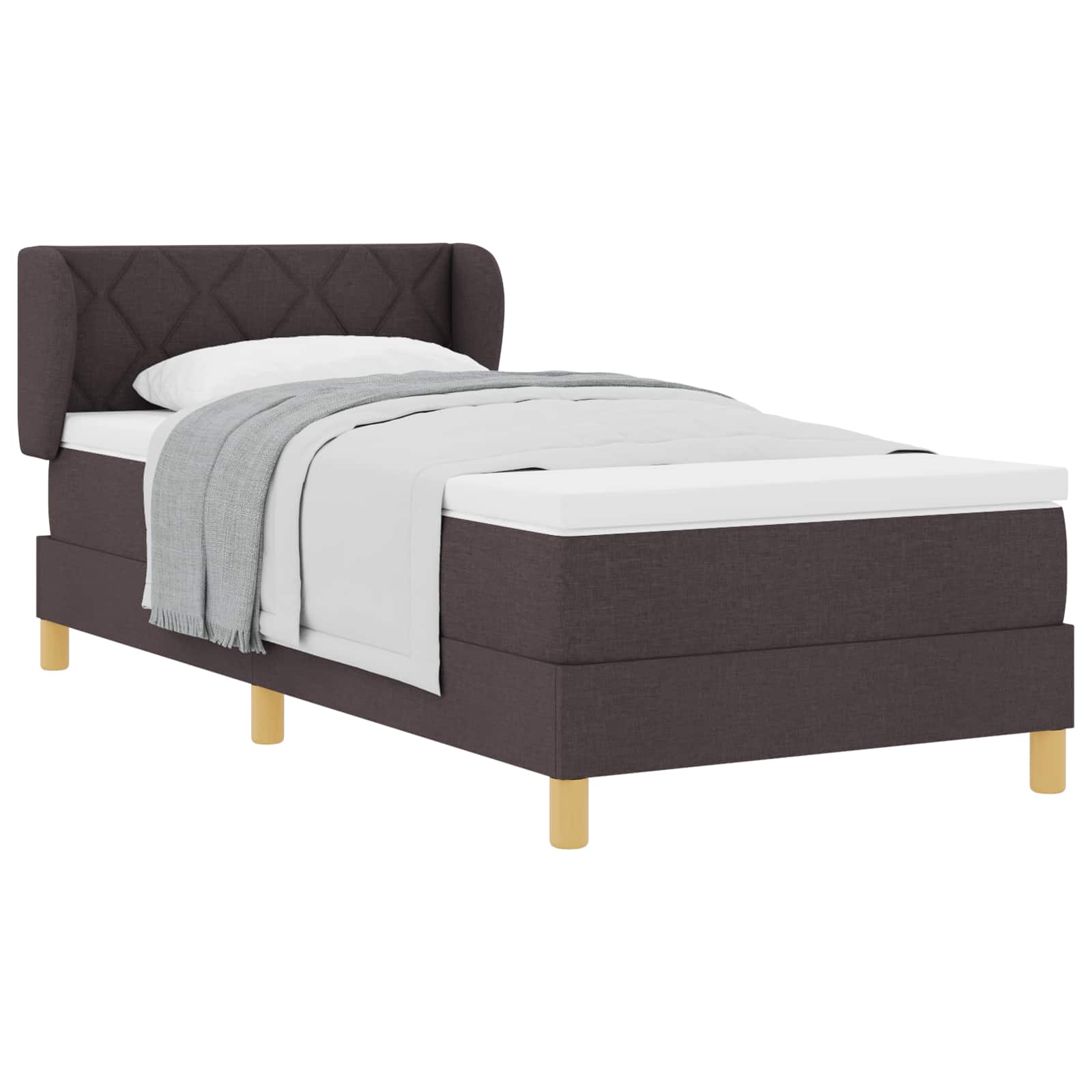 Boxspringbed met matras Donkerbruin 90 x 200 cm Stof is nu te koop bij PeponiXL, paradijselijk wonen!