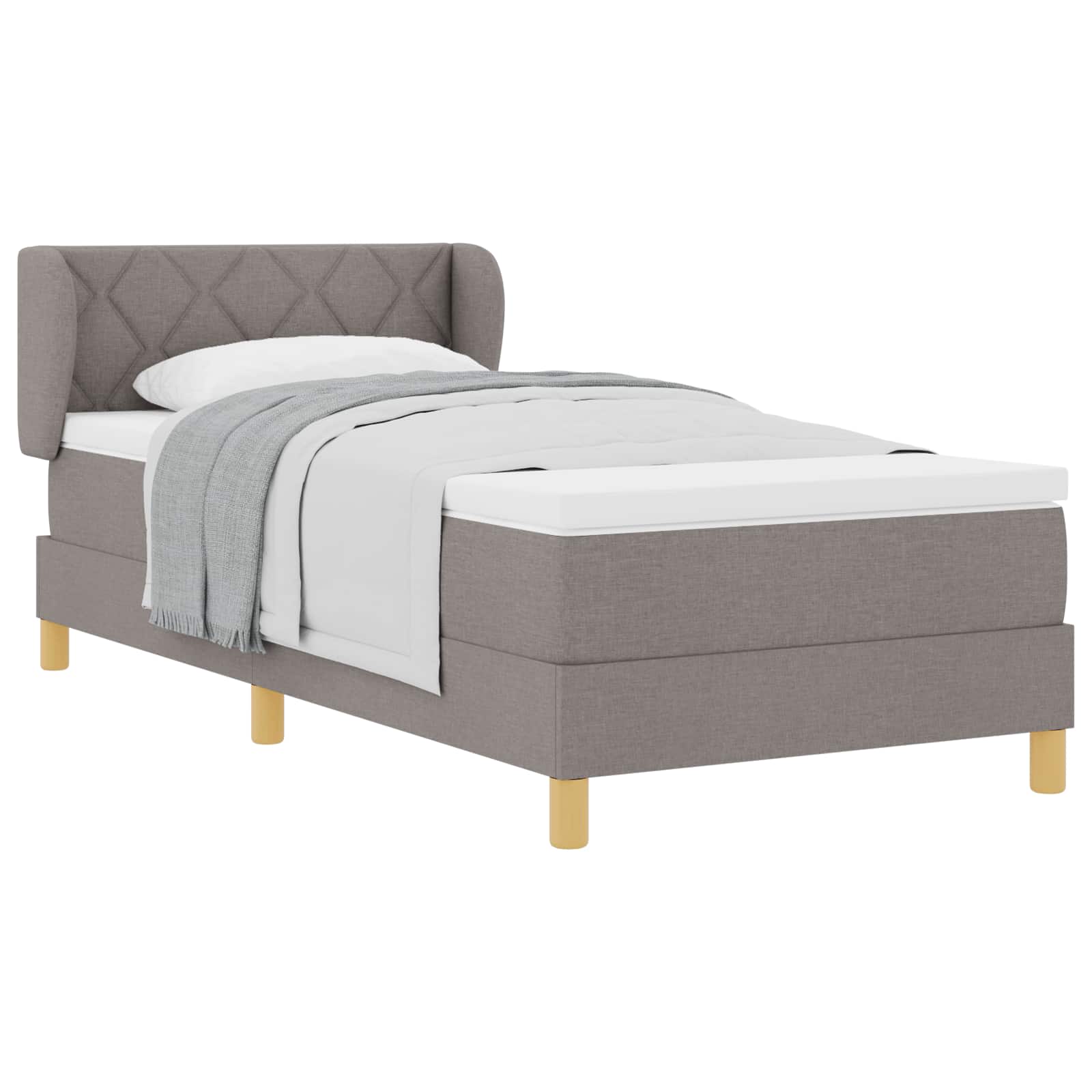 Boxspringbed met matras met hoofdeinde Taupe 90 x 200 cm Stof is nu te koop bij PeponiXL, paradijselijk wonen!
