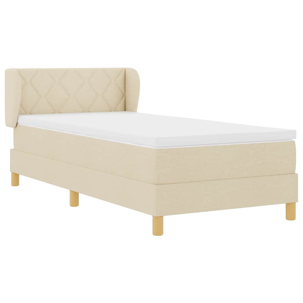 Boxspringbed met matras met hoofdeinde Crème 90 x 200 cm Stof is nu te koop bij PeponiXL, paradijselijk wonen!