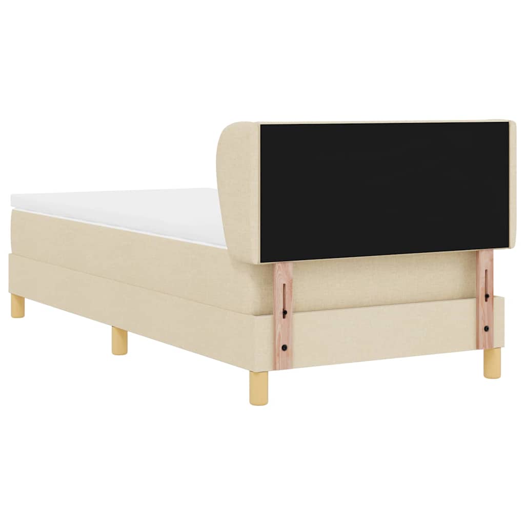 Boxspringbed met matras met hoofdeinde Crème 90 x 200 cm Stof is nu te koop bij PeponiXL, paradijselijk wonen!