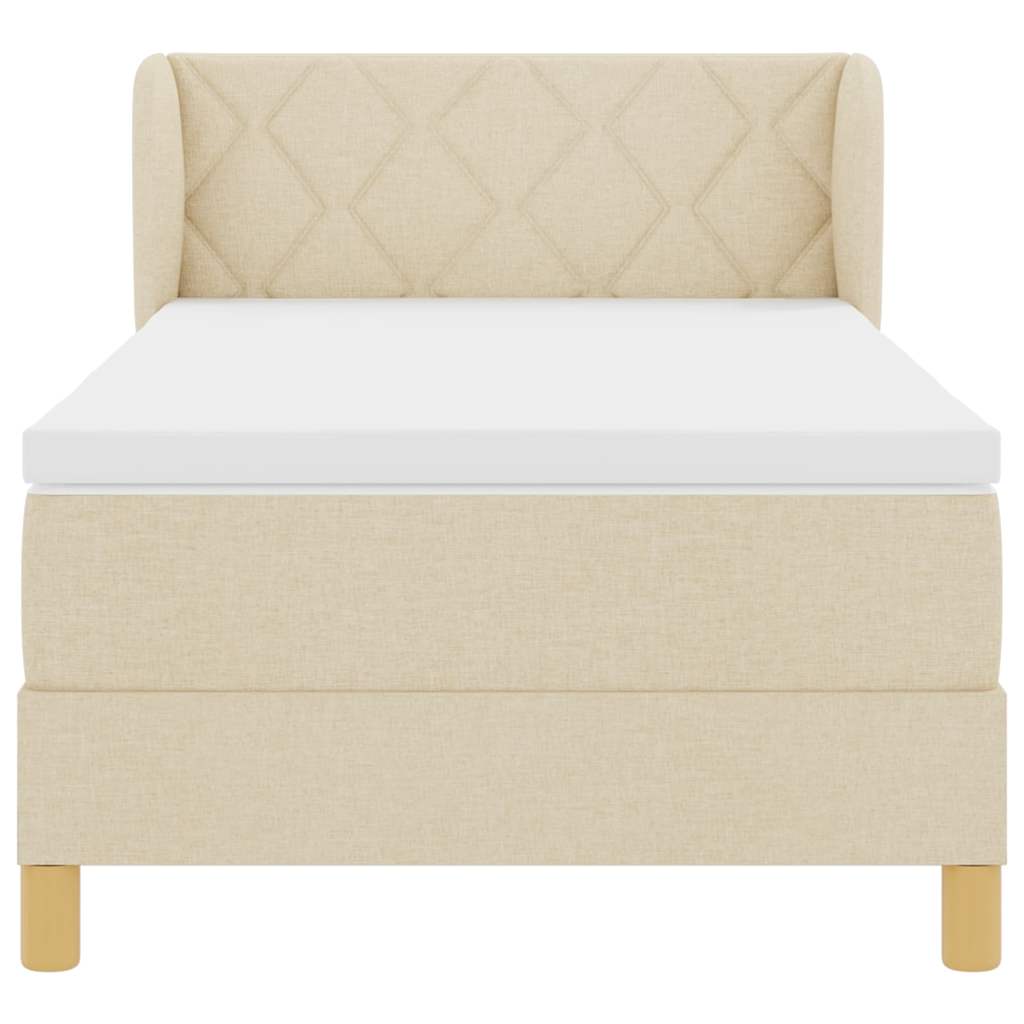Boxspringbed met matras met hoofdeinde Crème 90 x 200 cm Stof is nu te koop bij PeponiXL, paradijselijk wonen!