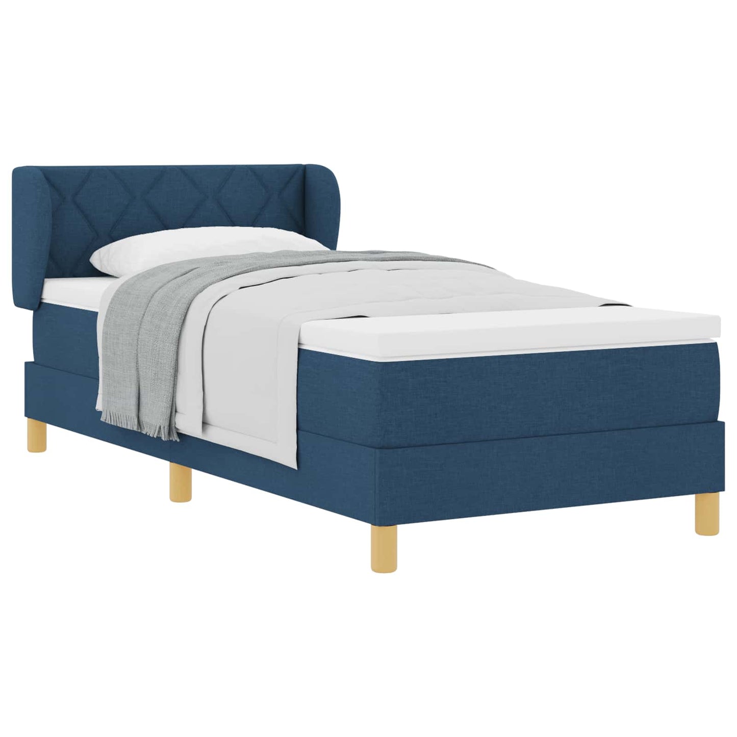 Boxspringbed met matras met hoofdeinde Blauw 90 x 200 cm Stof is nu te koop bij PeponiXL, paradijselijk wonen!