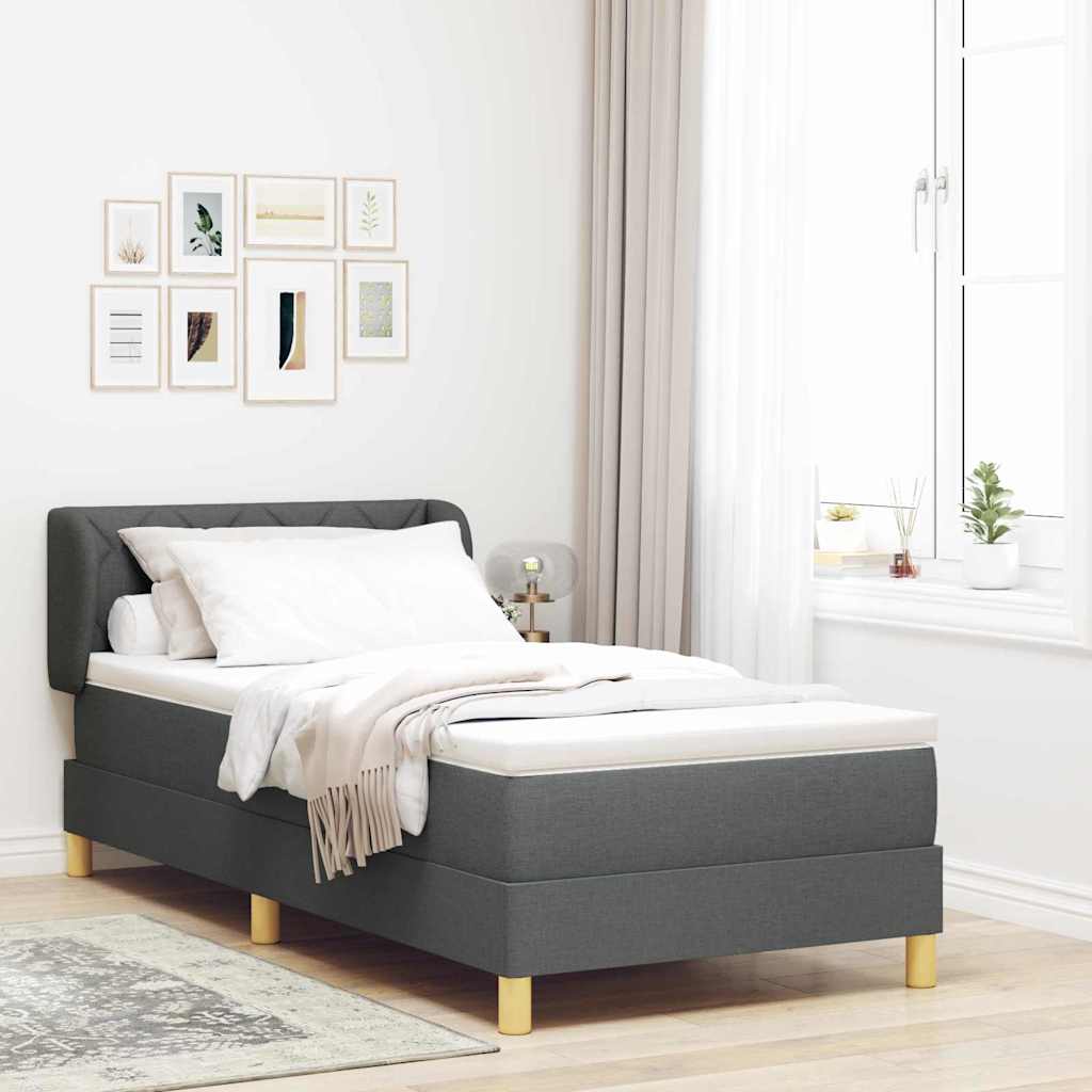 Boxspringbed met matras Donkergrijs 100 x 200 cm Stof is nu te koop bij PeponiXL, paradijselijk wonen!