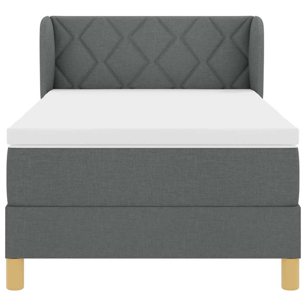 Boxspringbed met matras Donkergrijs 100 x 200 cm Stof is nu te koop bij PeponiXL, paradijselijk wonen!