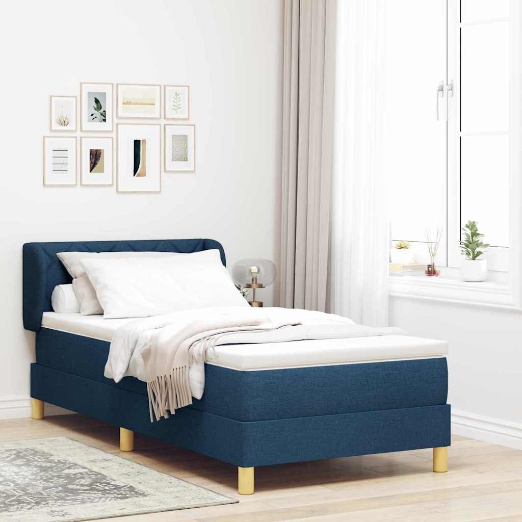 Boxspringbed met matras met hoofdeinde Blauw 100 x 200 cm Stof is nu te koop bij PeponiXL, paradijselijk wonen!