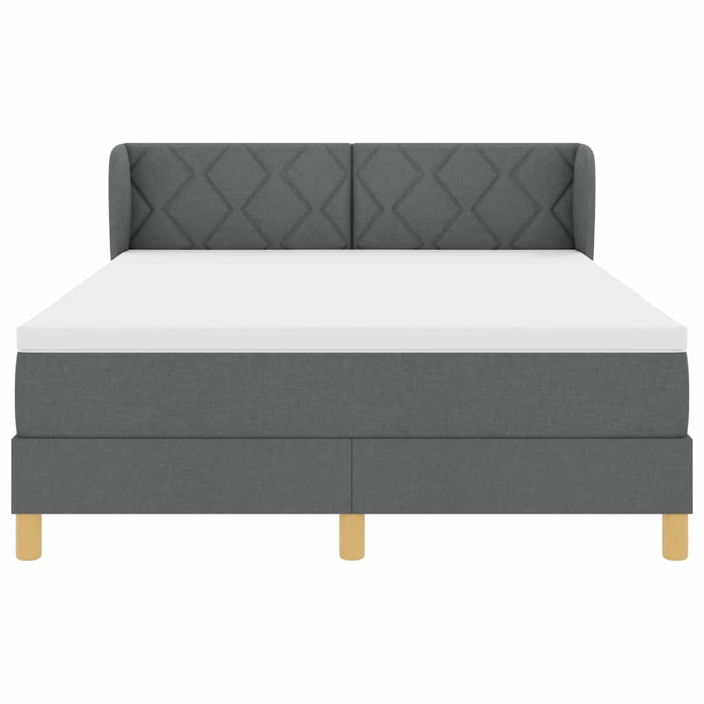 Boxspringbed met hoofdeinde Donkergrijs 160 x 200 cm Stof