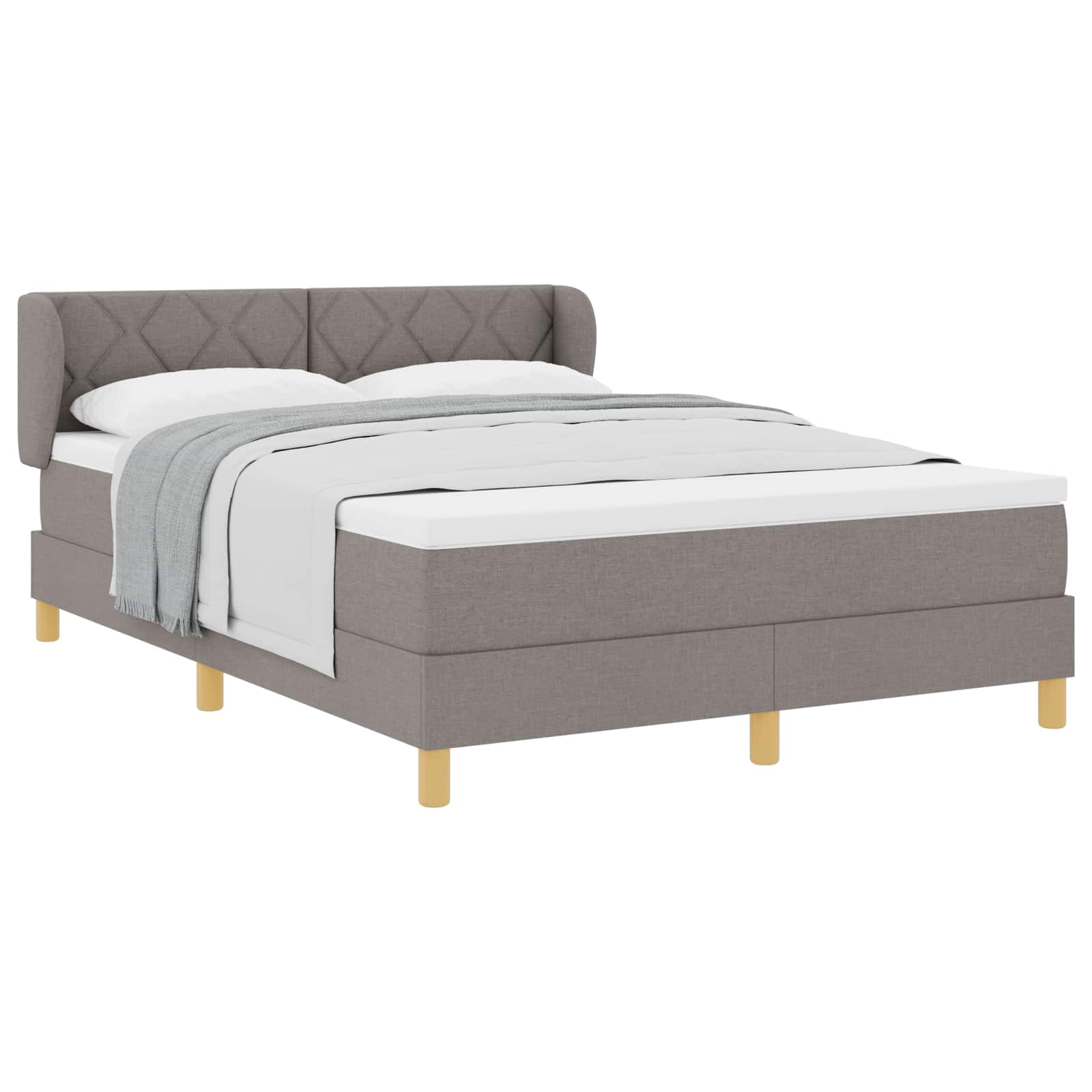 Boxspringbed met matras met hoofdeinde Taupe 160 x 200 cm Stof is nu te koop bij PeponiXL, paradijselijk wonen!