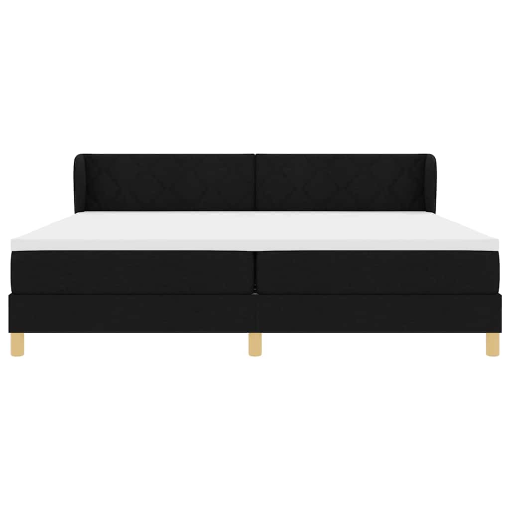 Boxspringbed met matras met hoofdeinde Zwart 200 x 200 cm Stof is nu te koop bij PeponiXL, paradijselijk wonen!