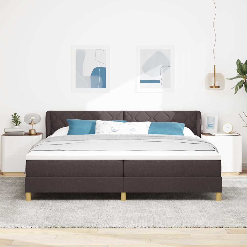 Boxspringbed met matras Donkerbruin 200 x 200 cm Stof is nu te koop bij PeponiXL, paradijselijk wonen!
