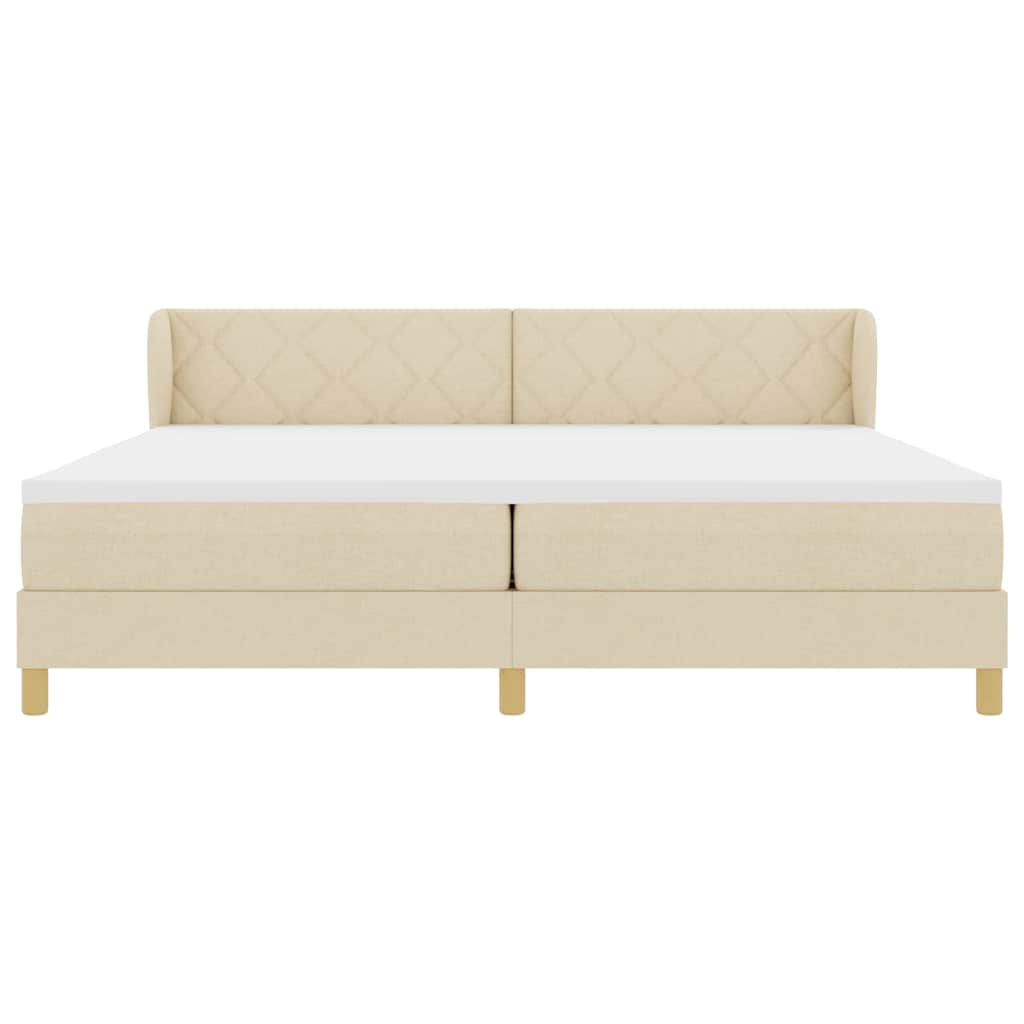 Boxspringbed met matras met hoofdeinde Crème 200 x 200 cm Stof is nu te koop bij PeponiXL, paradijselijk wonen!