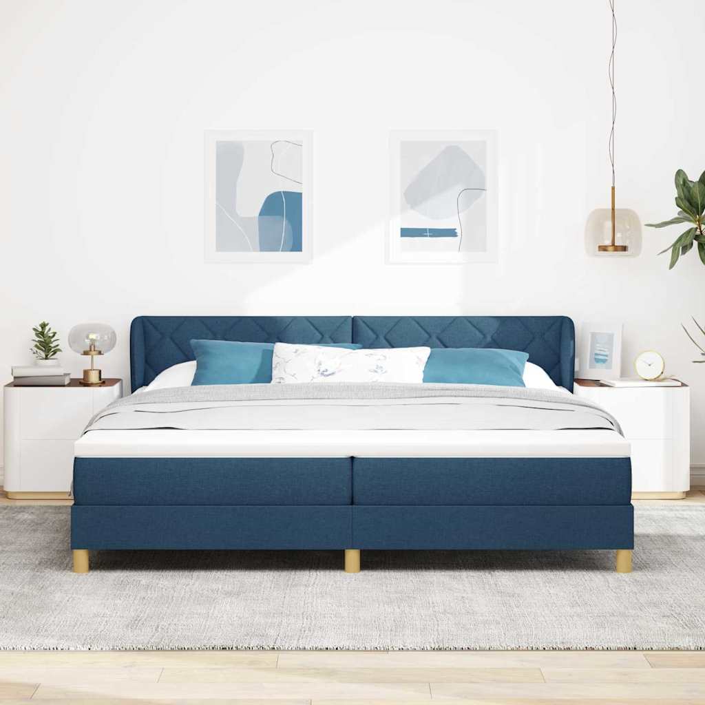 Boxspringbed met matras met hoofdeinde Blauw 200 x 200 cm Stof is nu te koop bij PeponiXL, paradijselijk wonen!