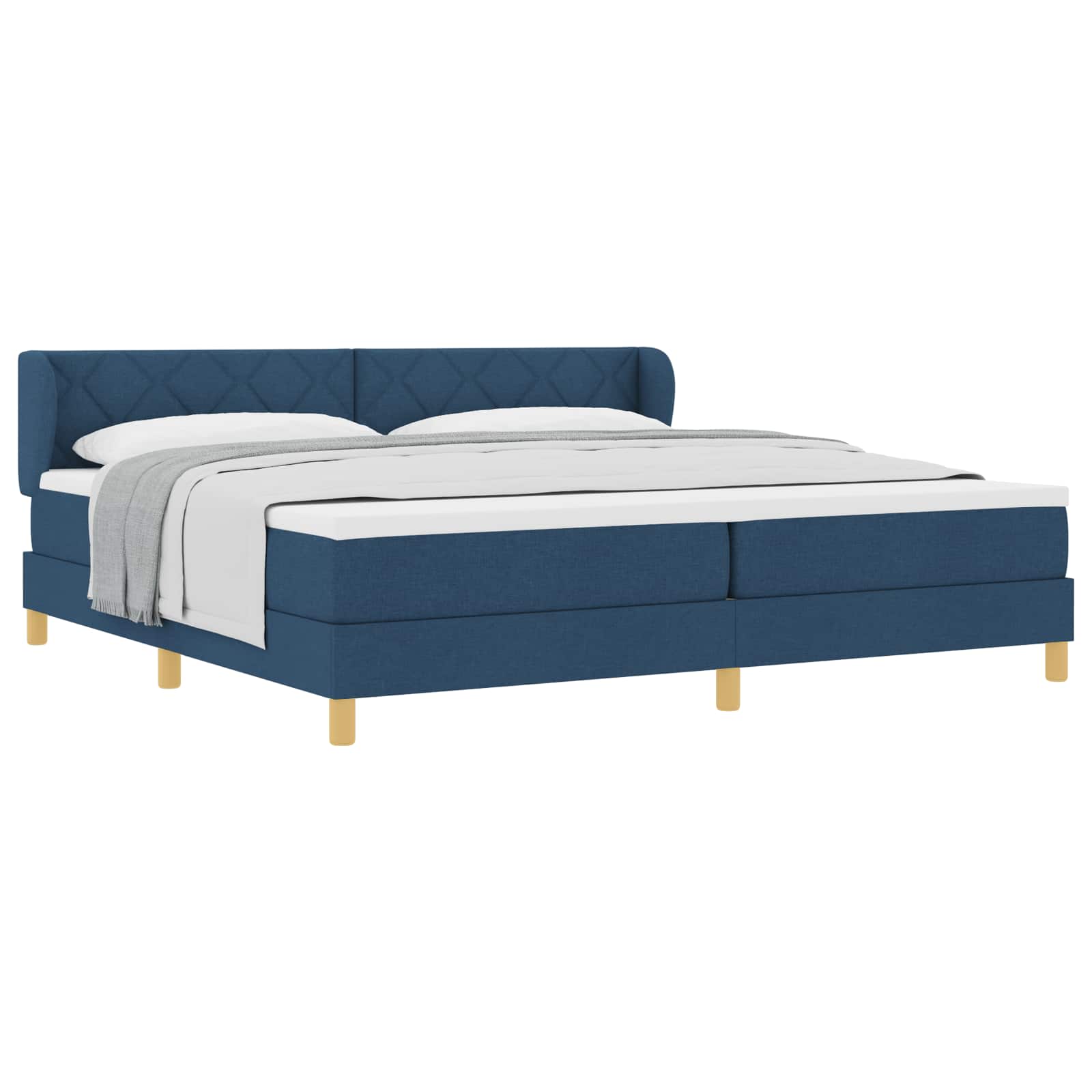 Boxspringbed met matras met hoofdeinde Blauw 200 x 200 cm Stof is nu te koop bij PeponiXL, paradijselijk wonen!