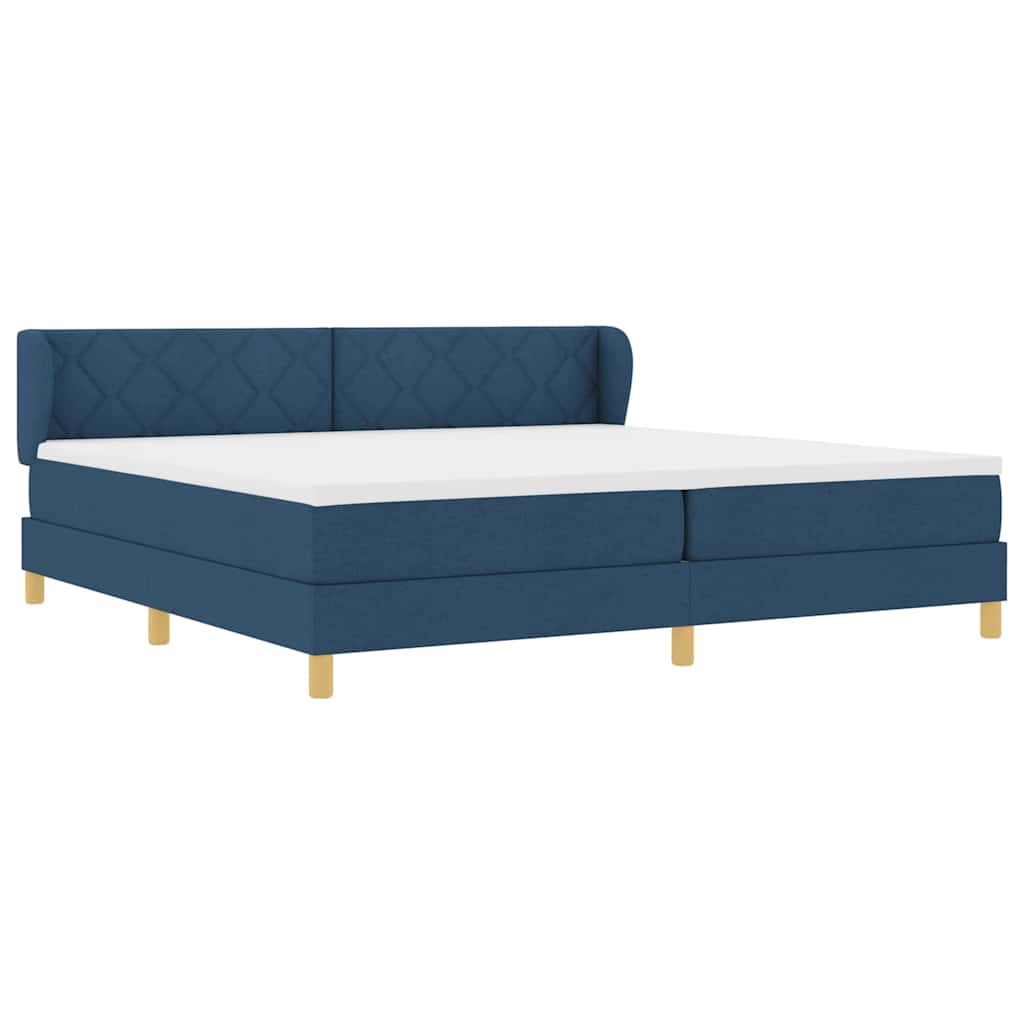 Boxspringbed met matras met hoofdeinde Blauw 200 x 200 cm Stof is nu te koop bij PeponiXL, paradijselijk wonen!