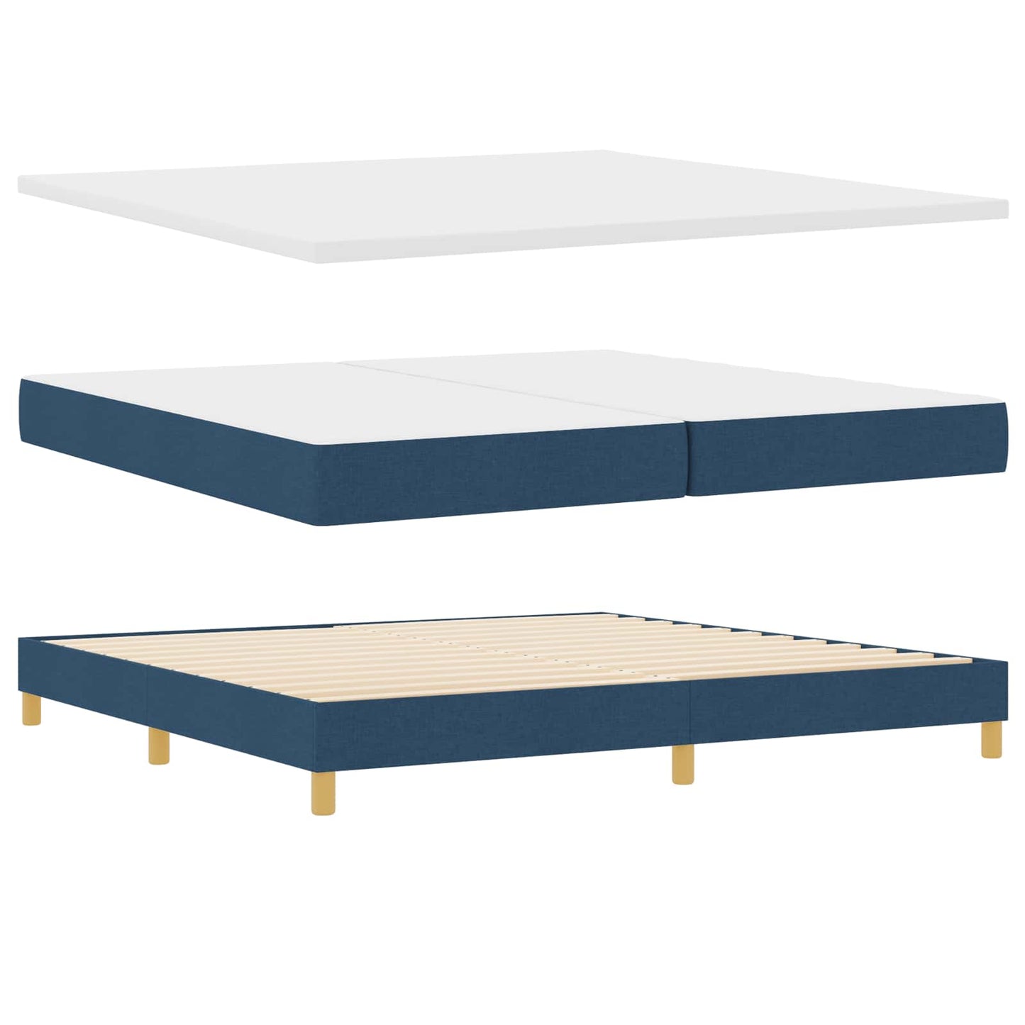 Boxspringbed met matras met hoofdeinde Blauw 200 x 200 cm Stof is nu te koop bij PeponiXL, paradijselijk wonen!