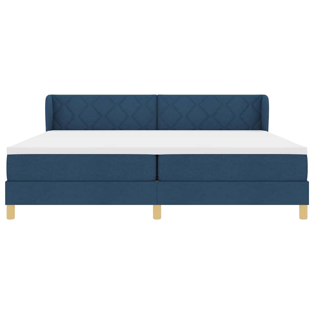 Boxspringbed met matras met hoofdeinde Blauw 200 x 200 cm Stof is nu te koop bij PeponiXL, paradijselijk wonen!