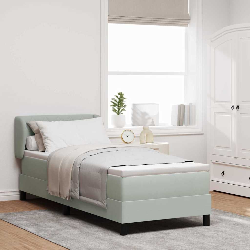 Boxspringbed met hoofdeinde Lichtgrijs 80 x 200 cm Fluweel is nu te koop bij PeponiXL, paradijselijk wonen!