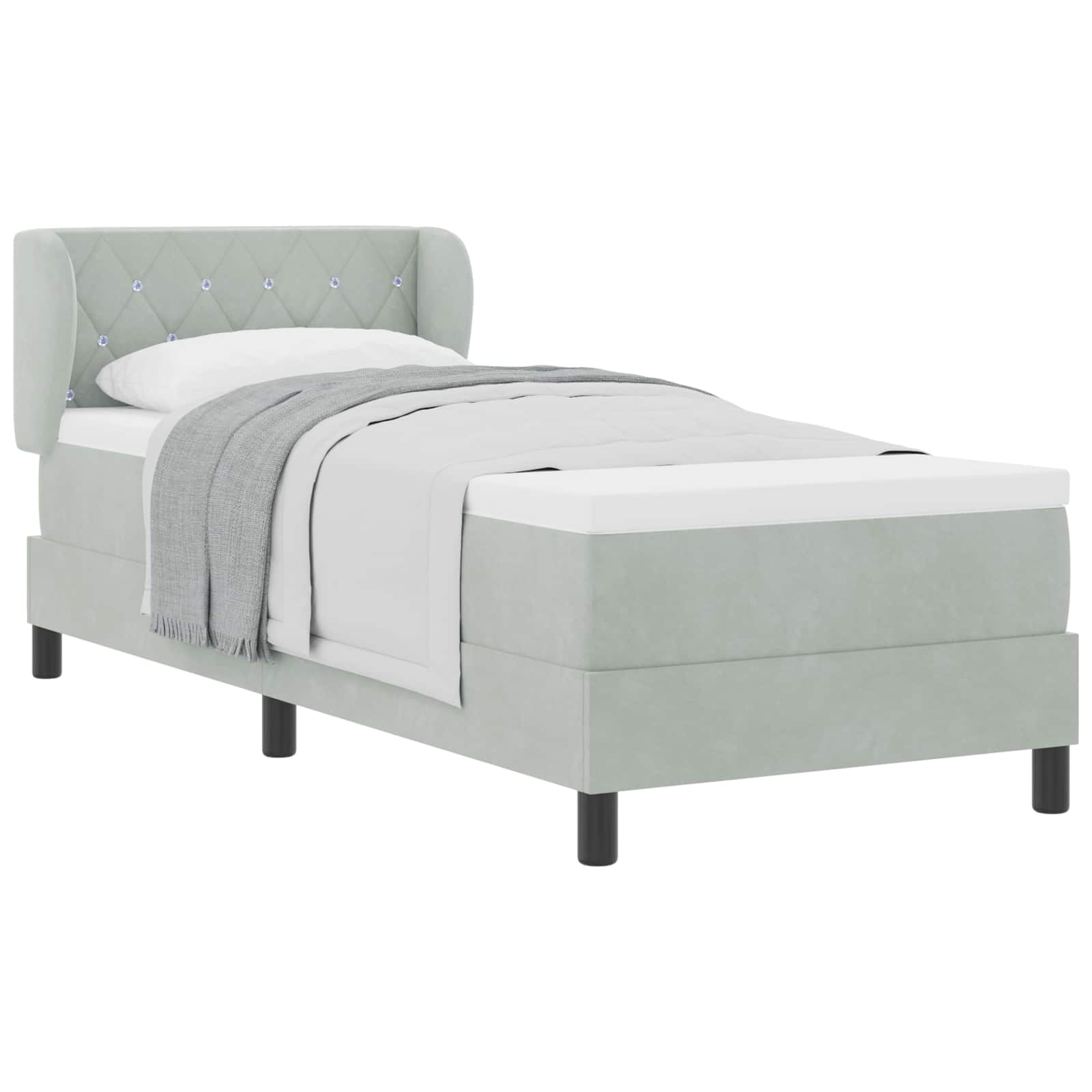 Boxspringbed met hoofdeinde Lichtgrijs 80 x 200 cm Fluweel is nu te koop bij PeponiXL, paradijselijk wonen!