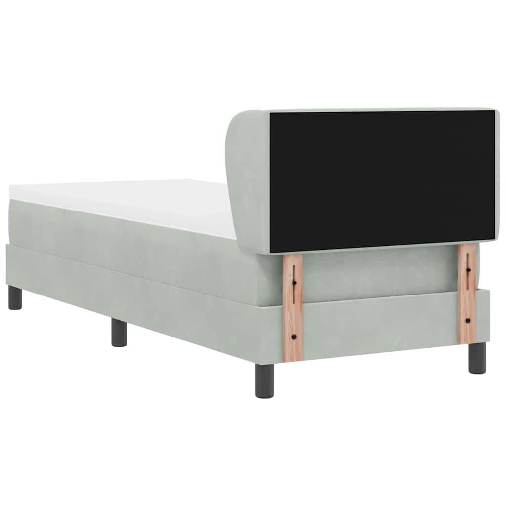 Boxspringbed met hoofdeinde Lichtgrijs 80 x 200 cm Fluweel is nu te koop bij PeponiXL, paradijselijk wonen!