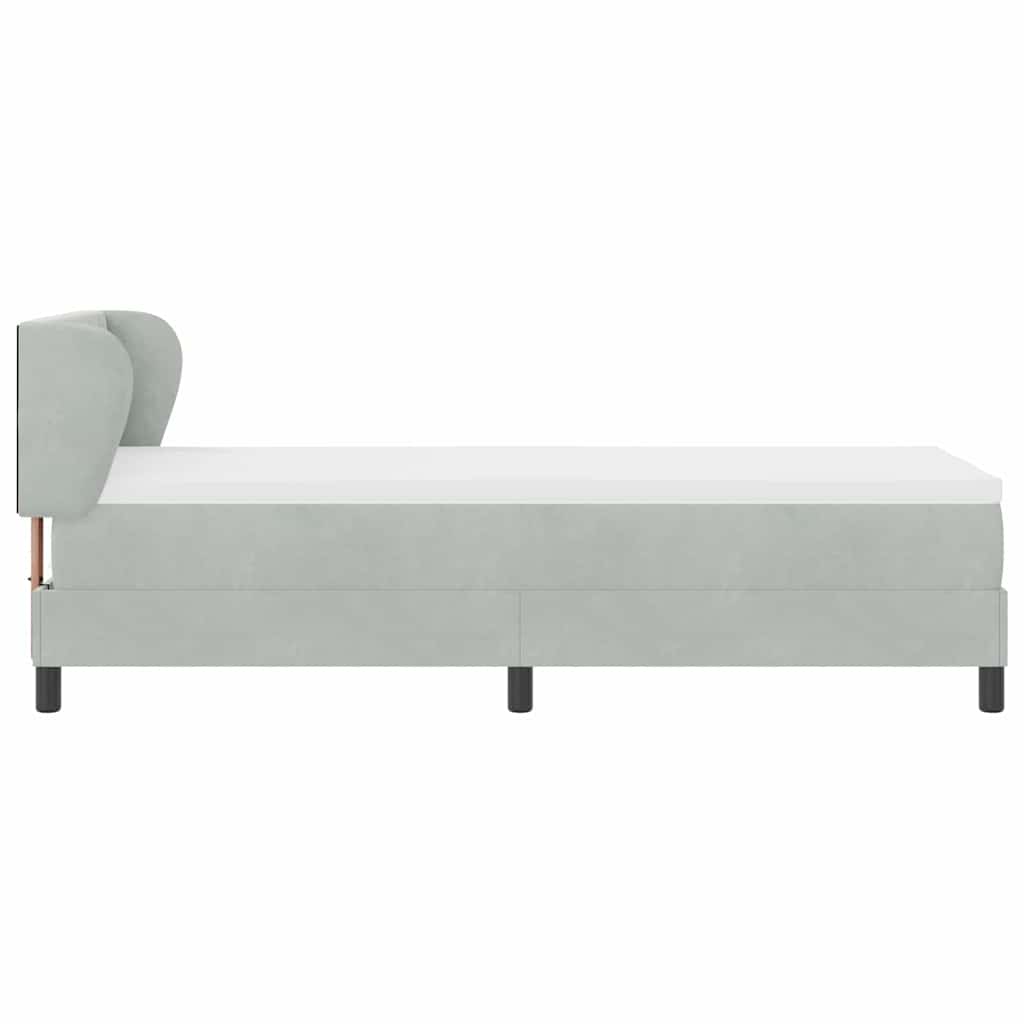 Boxspringbed met hoofdeinde Lichtgrijs 80 x 200 cm Fluweel is nu te koop bij PeponiXL, paradijselijk wonen!