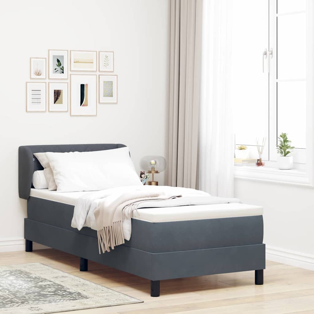 Boxspringbed met hoofdeinde Donkergrijs 80 x 200 cm Fluweel is nu te koop bij PeponiXL, paradijselijk wonen!