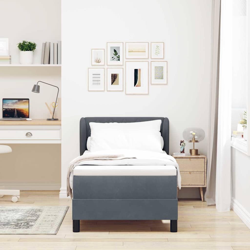 Boxspringbed met hoofdeinde Donkergrijs 80 x 200 cm Fluweel is nu te koop bij PeponiXL, paradijselijk wonen!