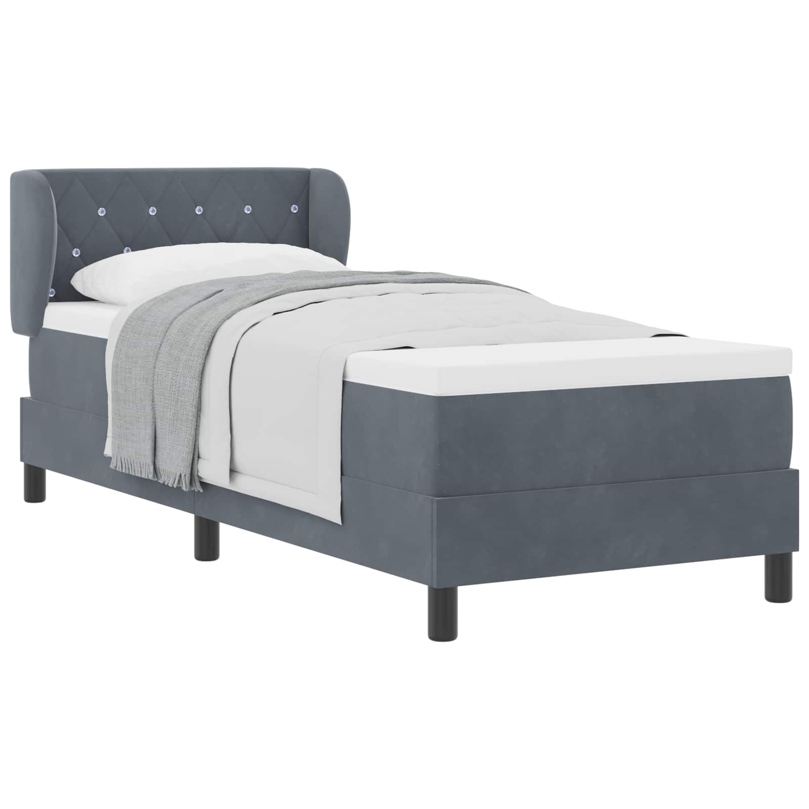Boxspringbed met hoofdeinde Donkergrijs 80 x 200 cm Fluweel is nu te koop bij PeponiXL, paradijselijk wonen!